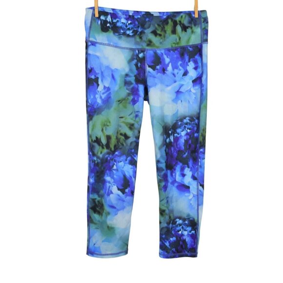 ATHLETA FLORAL BLOOM CHATARUNGA BLUE GREEN CAPRI LEGGING - Picture 2 of 8